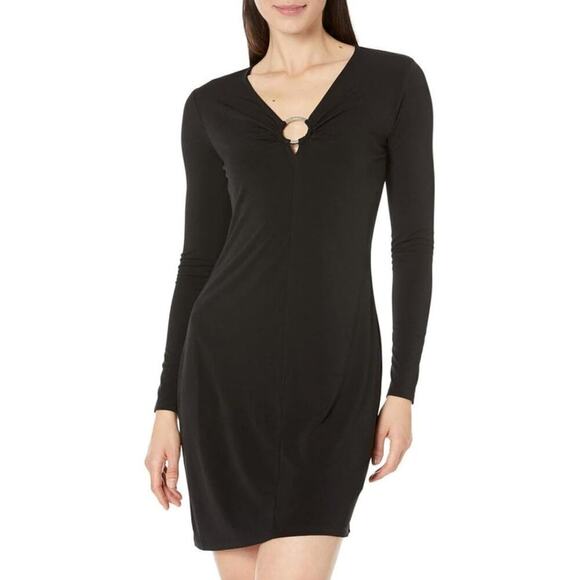 MICHAEL MICHAEL KORS LONG SLEEVE CUTOUT MINI DRESS IN BLACK NWT‎ WOMEN'S SIZE XL - Picture 1 of 14